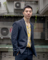 【ABCL Garments】BLAZER Hemp Cotton Wool Navy 棉麻混紡 條紋休閒西外