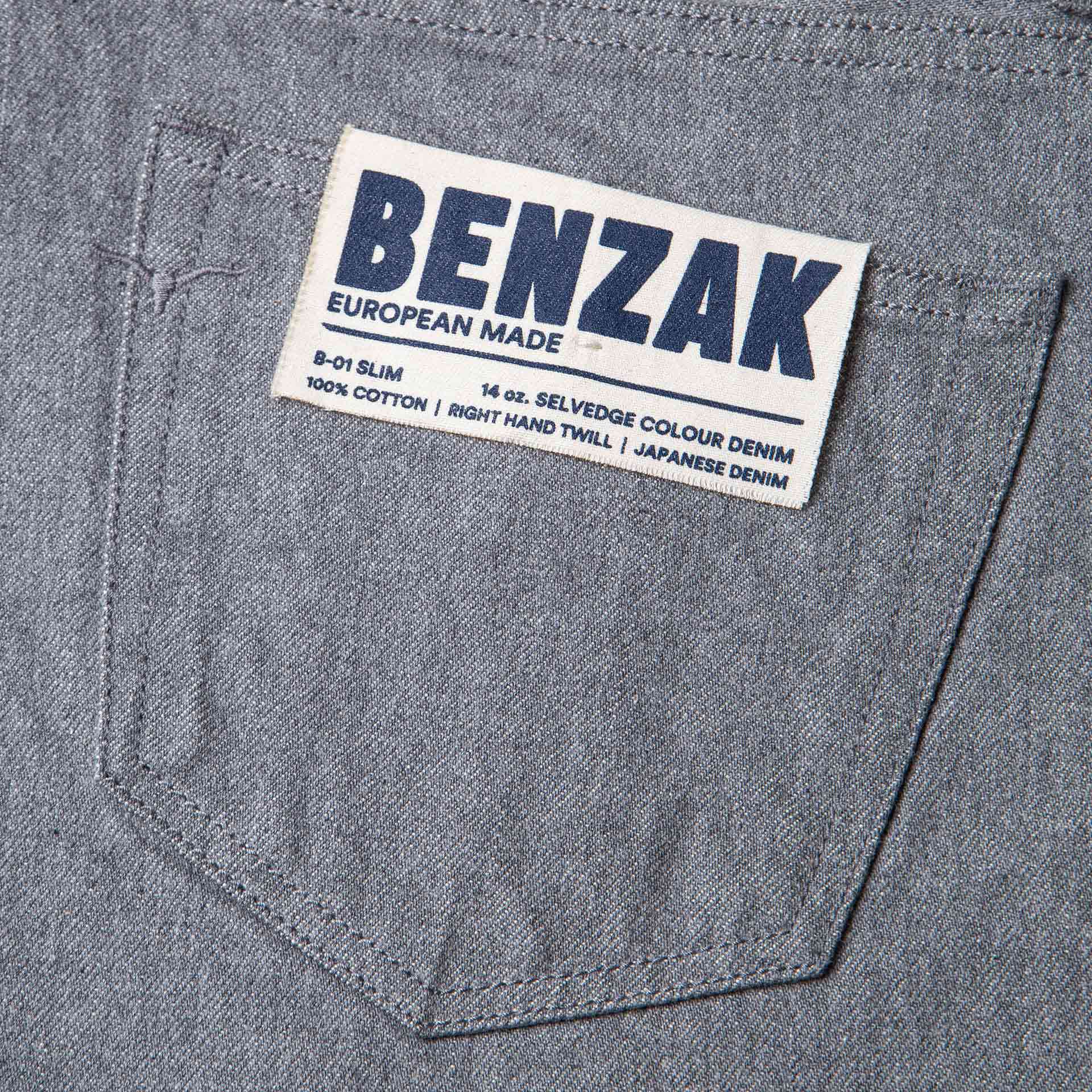 B-01 SLIM 14 oz. selvedge colour denim / grey