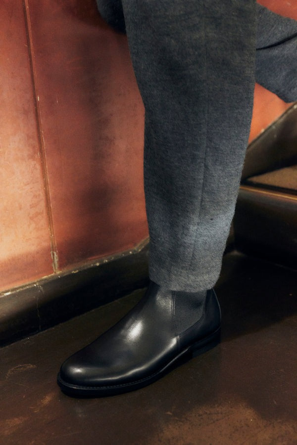 Brother Bridge】Albert Vintage Teacore Black Calf – Blue Beach Denim