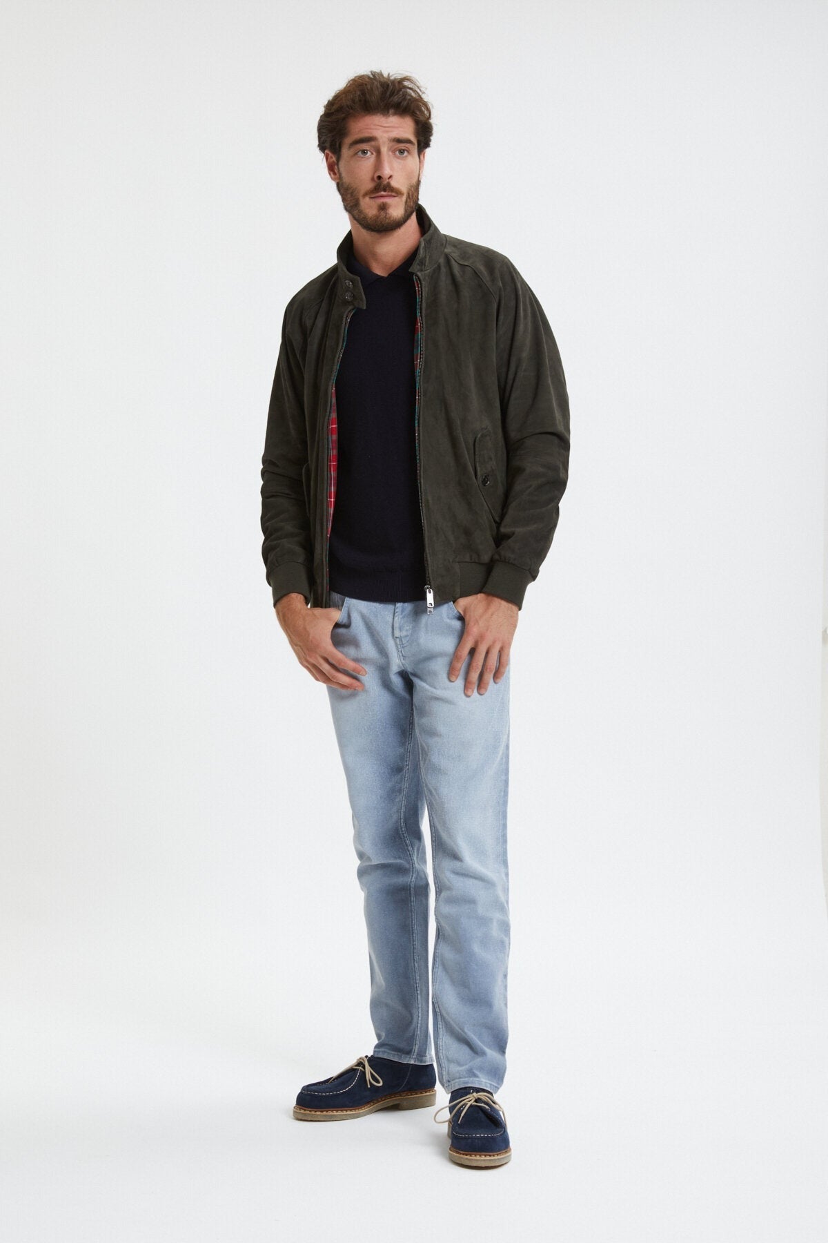 Baracuta】Suede G9 Leather Jacket Green – Blue Beach Denim