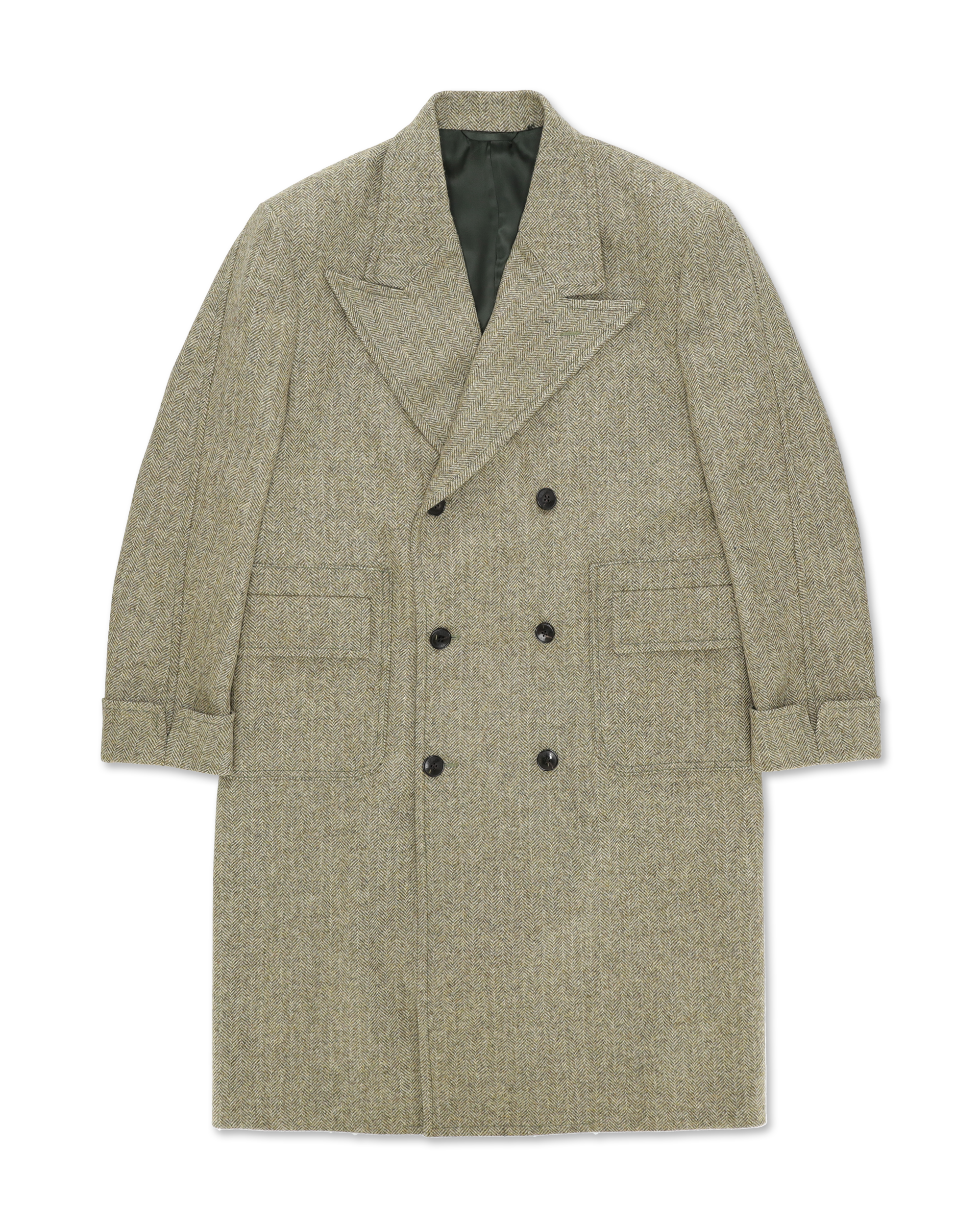 Fortela】Bogart Wool Herringbone Double-breasted Coat – Blue Beach
