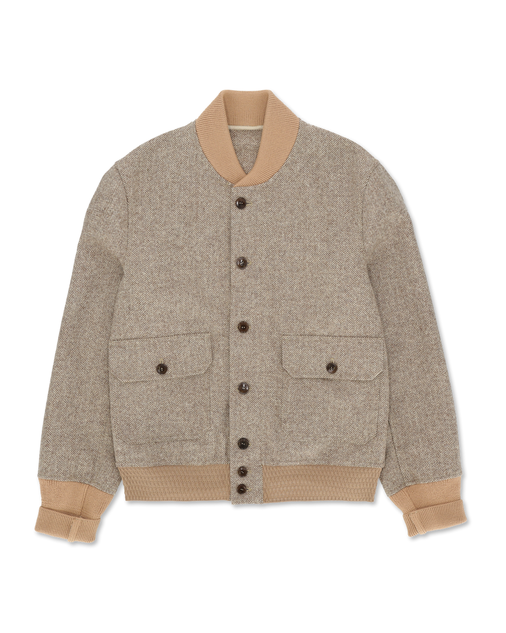 Fortela】Cruiser Herringbone Wool Bomber – Blue Beach Denim