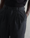 【WAX London】Raleigh Chevron Pleated Trousers Charcoal 羊毛人字紋打褶直筒褲