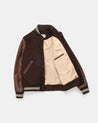 【Dehen 1920】Varsity Jacket Brown Melton / Antique Brandy Leather 
