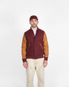 【Dehen 1920】Varsity Jacket - Burgundy, Navy & Scarlet, Rust Leather
