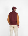 【Dehen 1920】Varsity Jacket - Burgundy, Navy & Scarlet, Rust Leather