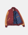 【Dehen 1920】Varsity Jacket - Burgundy, Navy & Scarlet, Rust Leather