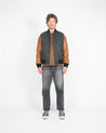 Dehen 1920 Raglan Varsity Jacket  Granite Black Antique Rust