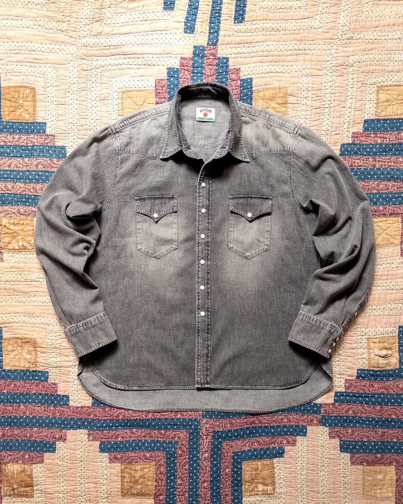 WYTHE Demin Pearlsnap Shirt - Washed Black