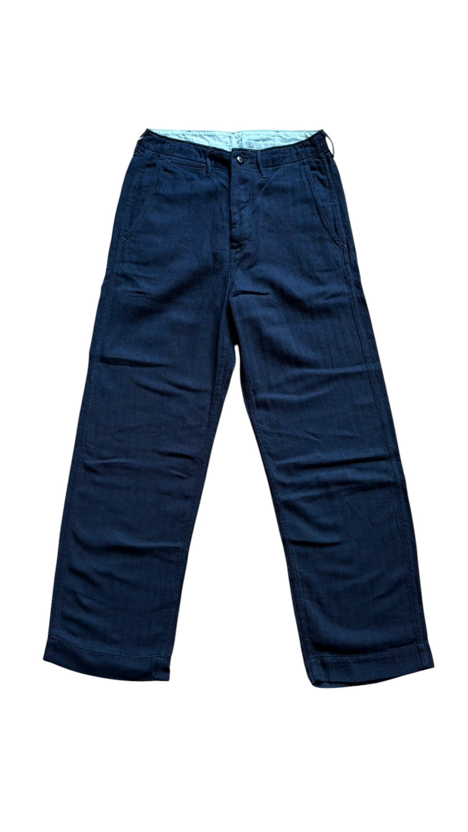 Fullcount Indigo Herringbone Trousers