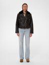 【Nudie Jeans】Greta Biker Leather Jacket Teacore Black 