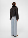 【Nudie Jeans】Greta Biker Leather Jacket Teacore Black 