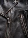 【Nudie Jeans】Greta Biker Leather Jacket Teacore Black 