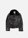 【Nudie Jeans】Greta Biker Leather Jacket Teacore Black 