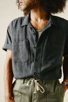 【INDI+ASH】Lake Camp Shirt Iron/indigo 手染手織復古開領短袖襯衫鐵黑靛藍染