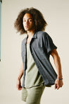 【INDI+ASH】Lake Camp Shirt Iron/indigo 手染手織復古開領短袖襯衫鐵黑靛藍染