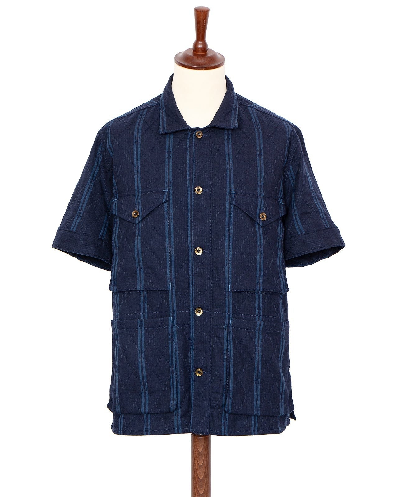 Indigofera】Rivera Shirt Indigo Sashiko Stripe – Blue Beach Denim