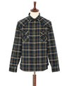 【Indigofera】Dollard Shirt Herringbone Check Navy Beige