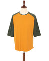 【Indigofera】Leon Raglan Sweater, Orange / Green Resin 頂級匹馬棉拉格蘭五分拚色長袖