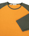 【Indigofera】Leon Raglan Sweater, Orange / Green Resin 頂級匹馬棉拉格蘭五分拚色長袖