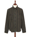 Indigofera McAllen Shirt Twill Stripe Black Beige Grey front