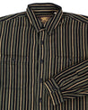 Indigofera McAllen Shirt Twill Stripe Black Beige Grey neck