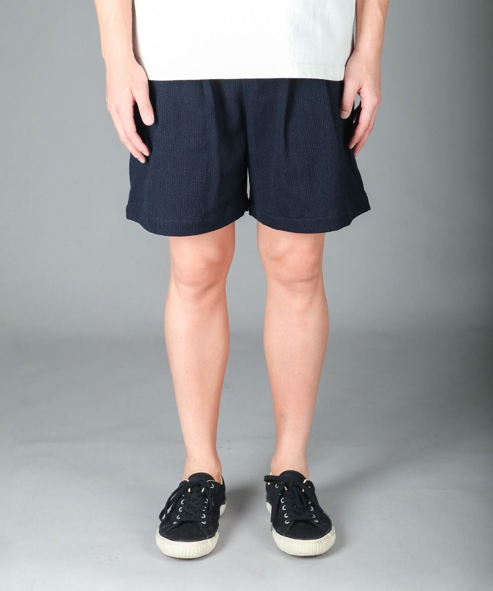 Japan Blue Jeans】Indigo Sashiko Jaquard Tuck Shorts 11oz – Blue
