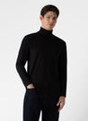 【Sunspel】Supima Long Sleeve Roll Neck T‑shirt Black 