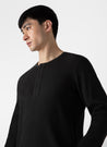 【Sunspel】Supima Long Sleeve Waffle Henley Coffee 深咖啡頂級匹馬棉格紋亨利領長袖