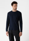 【Sunspel】Supima Long Sleeve Waffle Henley Navy
