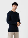 【Sunspel】Extra Fine Merino Crew Neck Jumper Light Navy 海藍色極細美麗諾羊毛圓領毛衣