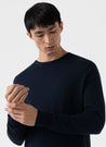【Sunspel】Extra Fine Merino Crew Neck Jumper Light Navy 海藍色極細美麗諾羊毛圓領毛衣