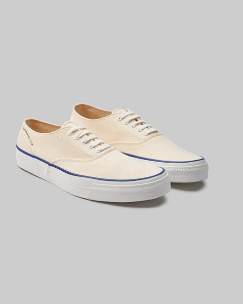 【Mr. Fliks】Off White Blue Line Deck Shoes 帆布米白低筒休閒鞋