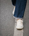【Mr. Fliks】Off White Blue Line Canvas Deck Shoes 