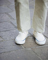 【Mr. Fliks】Off White Blue Line Canvas Deck Shoes 