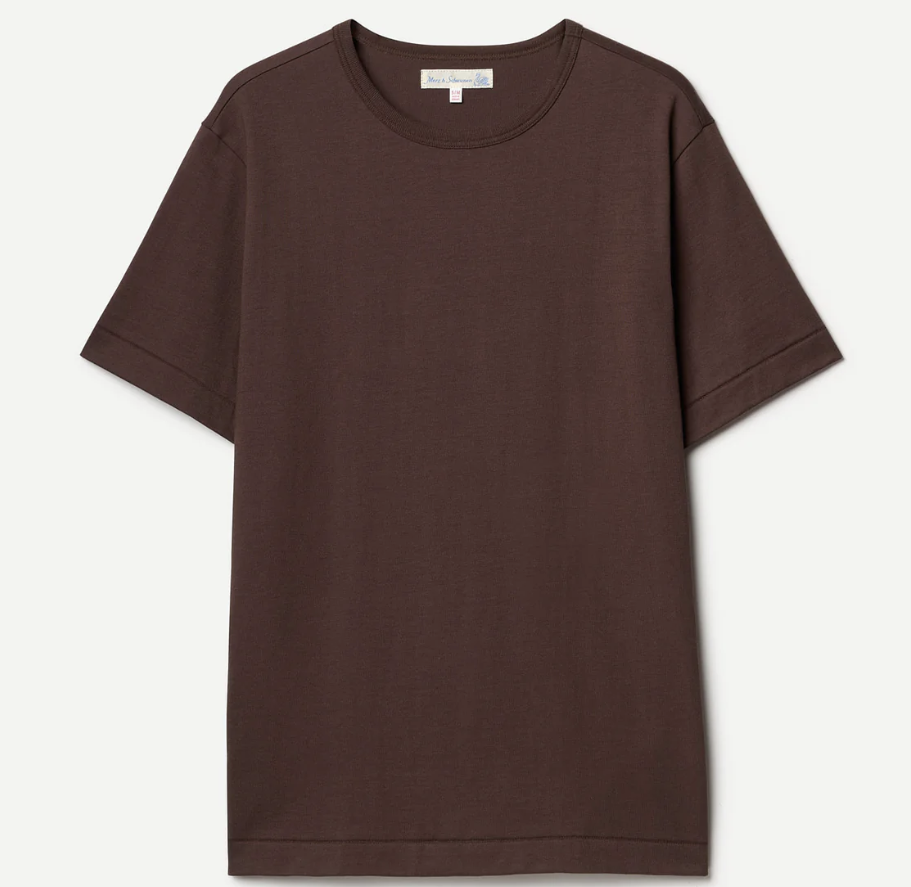 Merz b. Schwanen】2M15 Vintage Machine Refined T-Shirt Chocolate