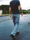 【Nudie Jeans】Tuff Tony Streaky Vintage 復古直紋淺藍高腰寬版直筒牛仔褲