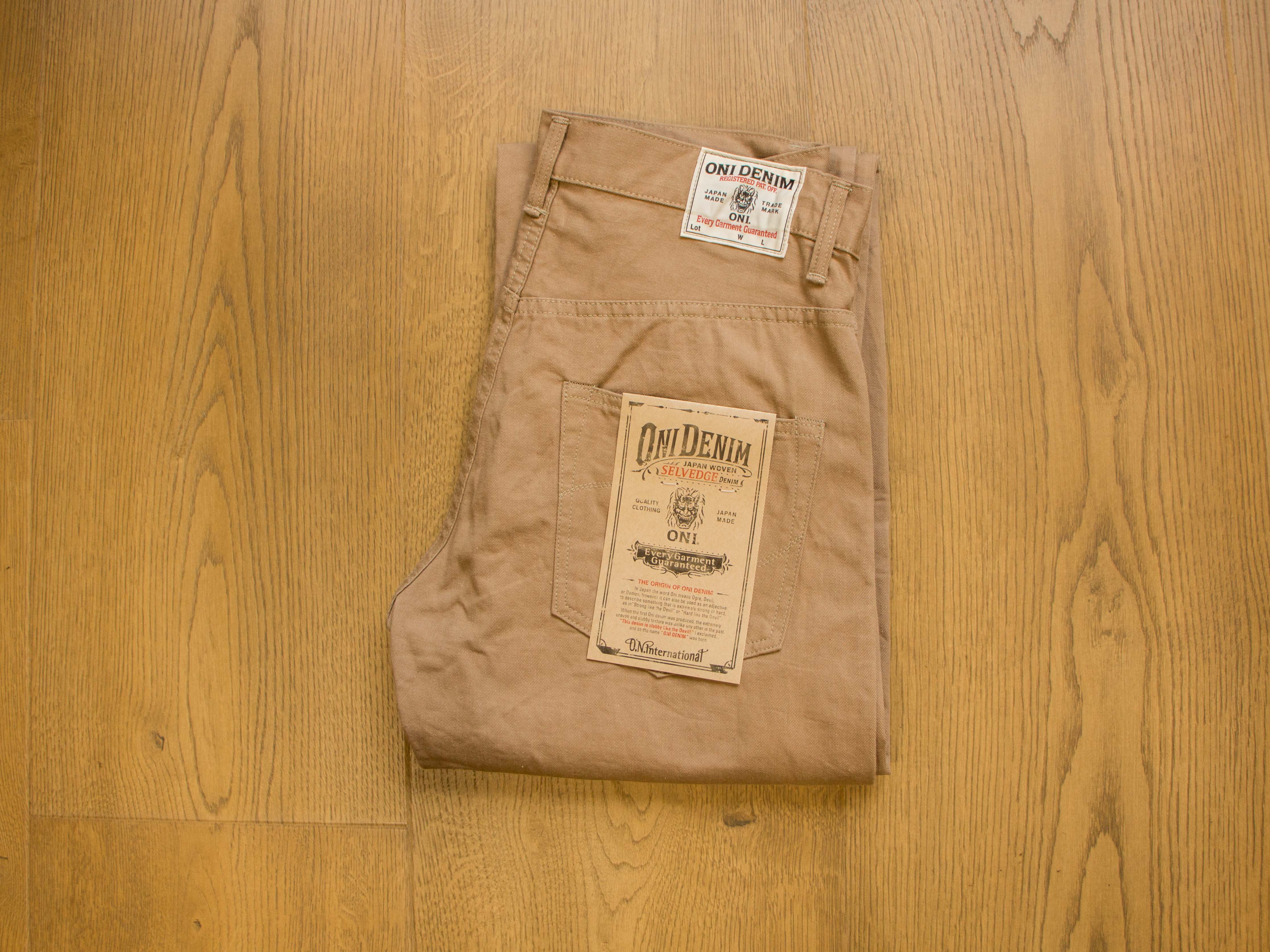 ONI DENIM】022-SCKB Selvedge Chino 10oz Khaki Beige Relax Straight