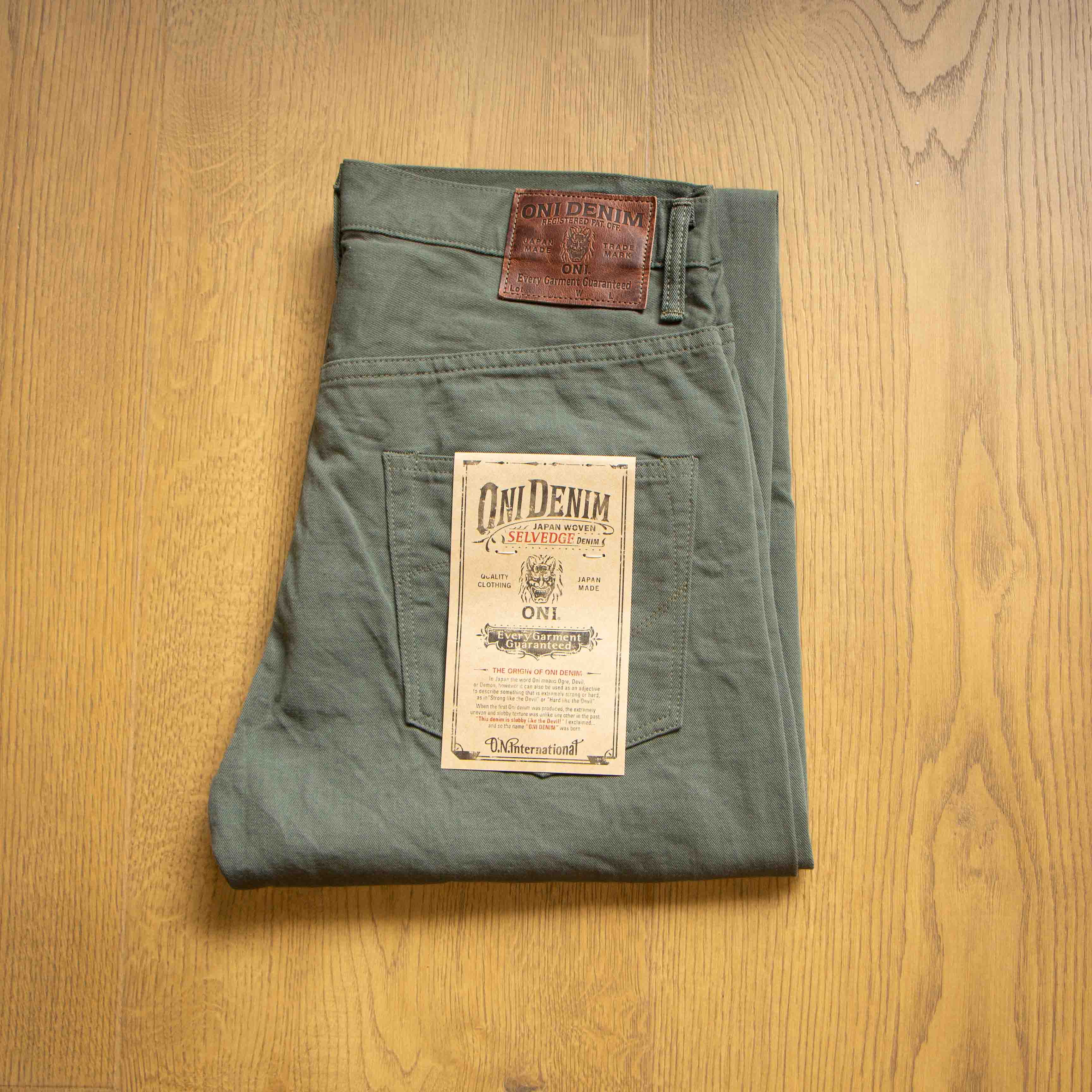 ONI DENIM】266SVC-GOL Gray Olive Selvedge Chino Relax Straight