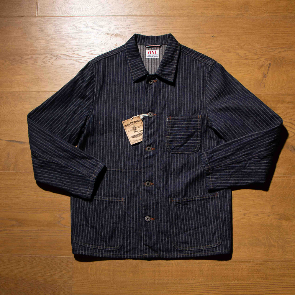 【ONI DENIM】03501-HJS Coverall Drop Needle Stitching Jacquard Denim 特殊抽針緹花條紋工裝外套