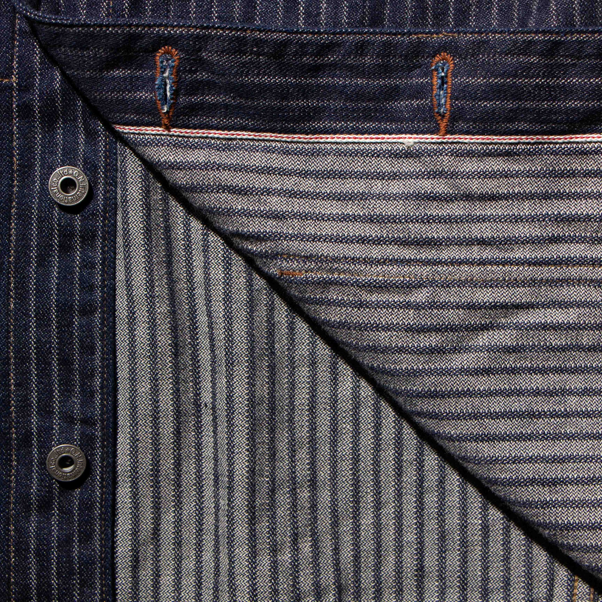 【NONCODE】hoz stitch denim one piece ONI DENIM】03501 HJS Drop Needle Stitching Jacquard Striped