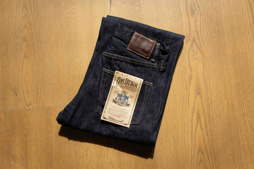 ONI 222-Kiraku 12oz Natural Indigo Super Wide Straight Jeans