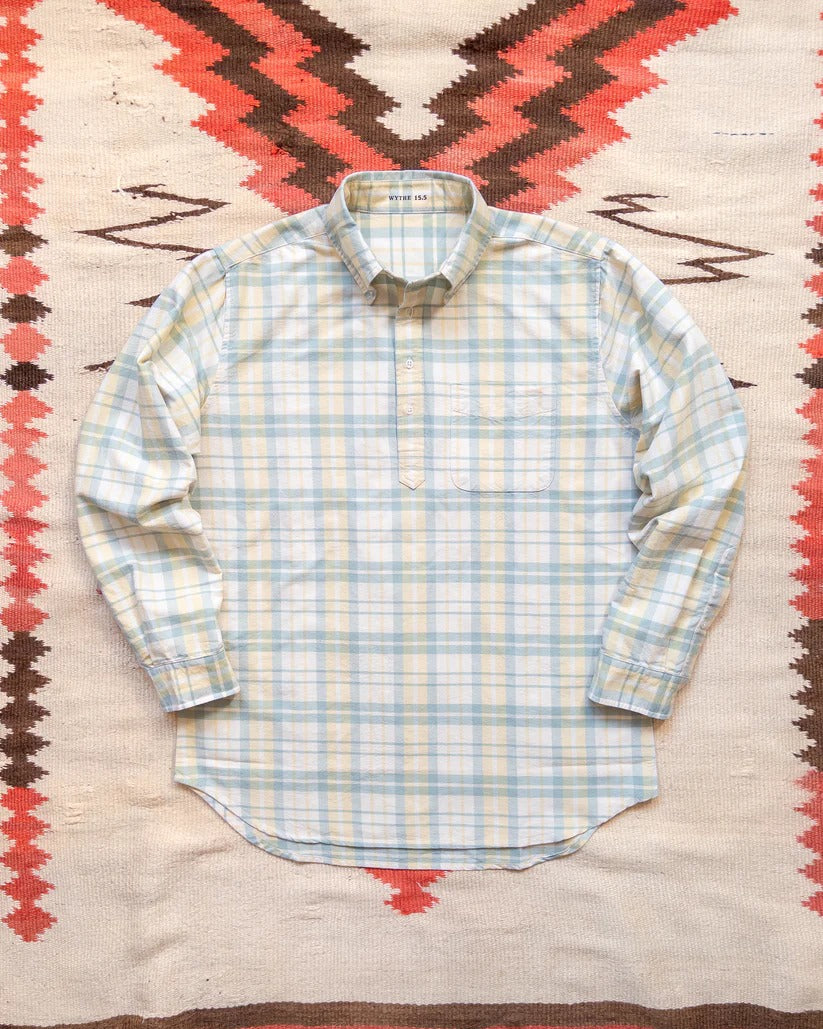 WYTHE Oxford Cloth Button Down Popover - Sage and Sunflower Plaid