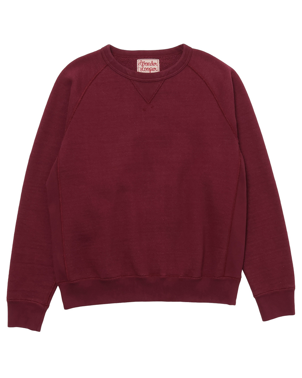 Wonder Looper Pullover Crewneck Double Heavyweight French Terry Burgundy
