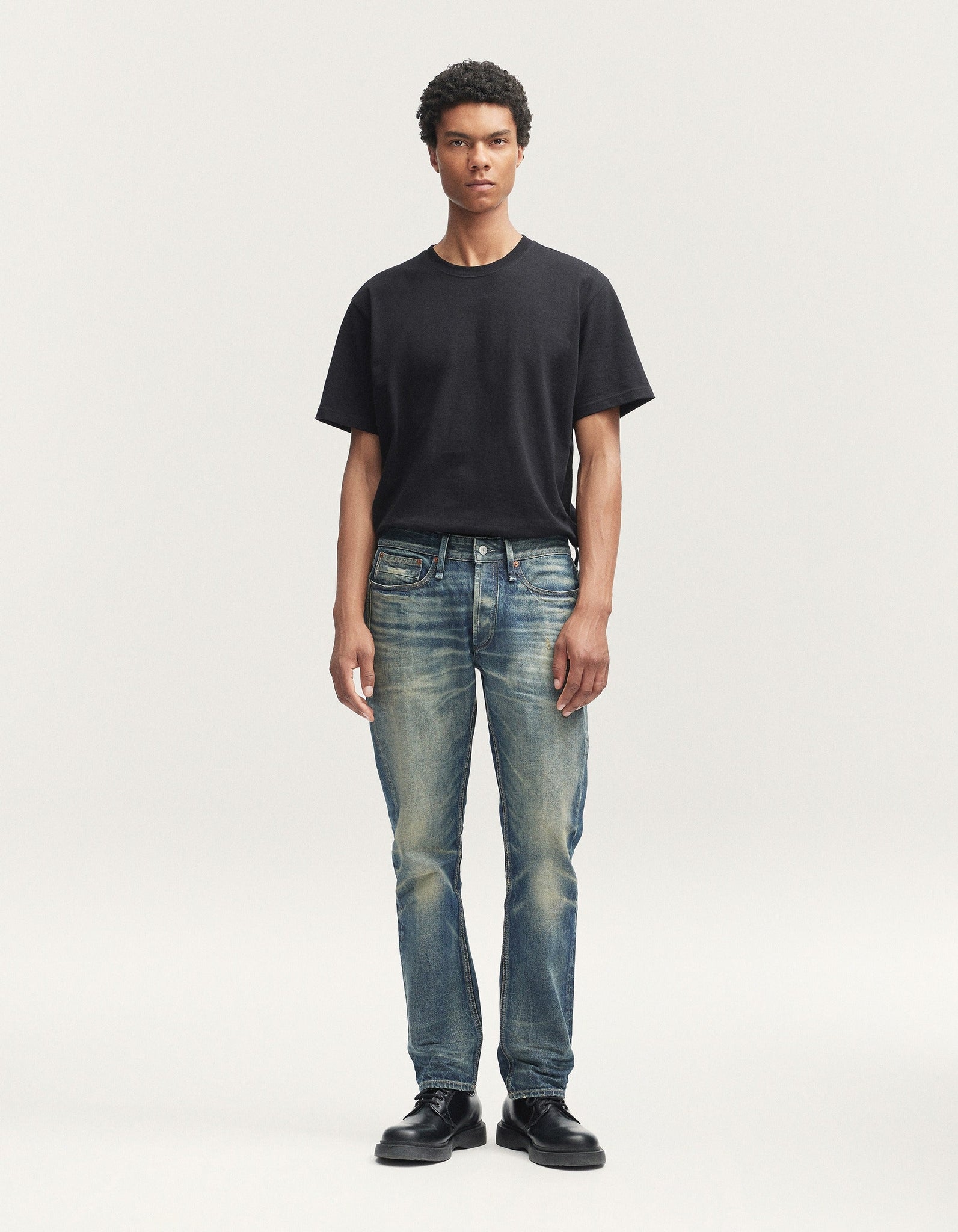 DENHAM】Ridge Authentic Vintage Worn Regular Straight Jeans – Blue