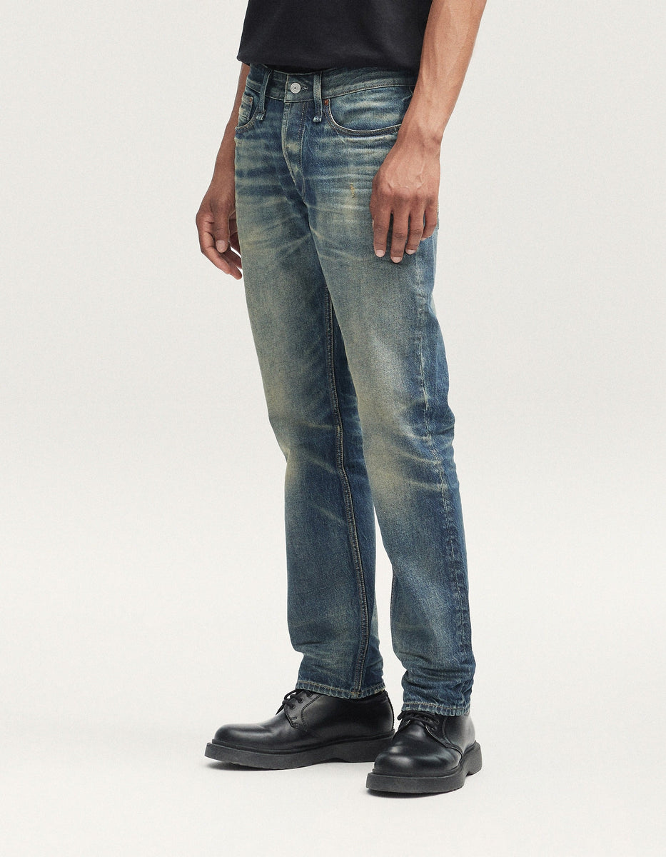 Worn Ridges 【DENHAM】Ridge Authentic Vintage Worn Regular Straight Jeans – Blue ...