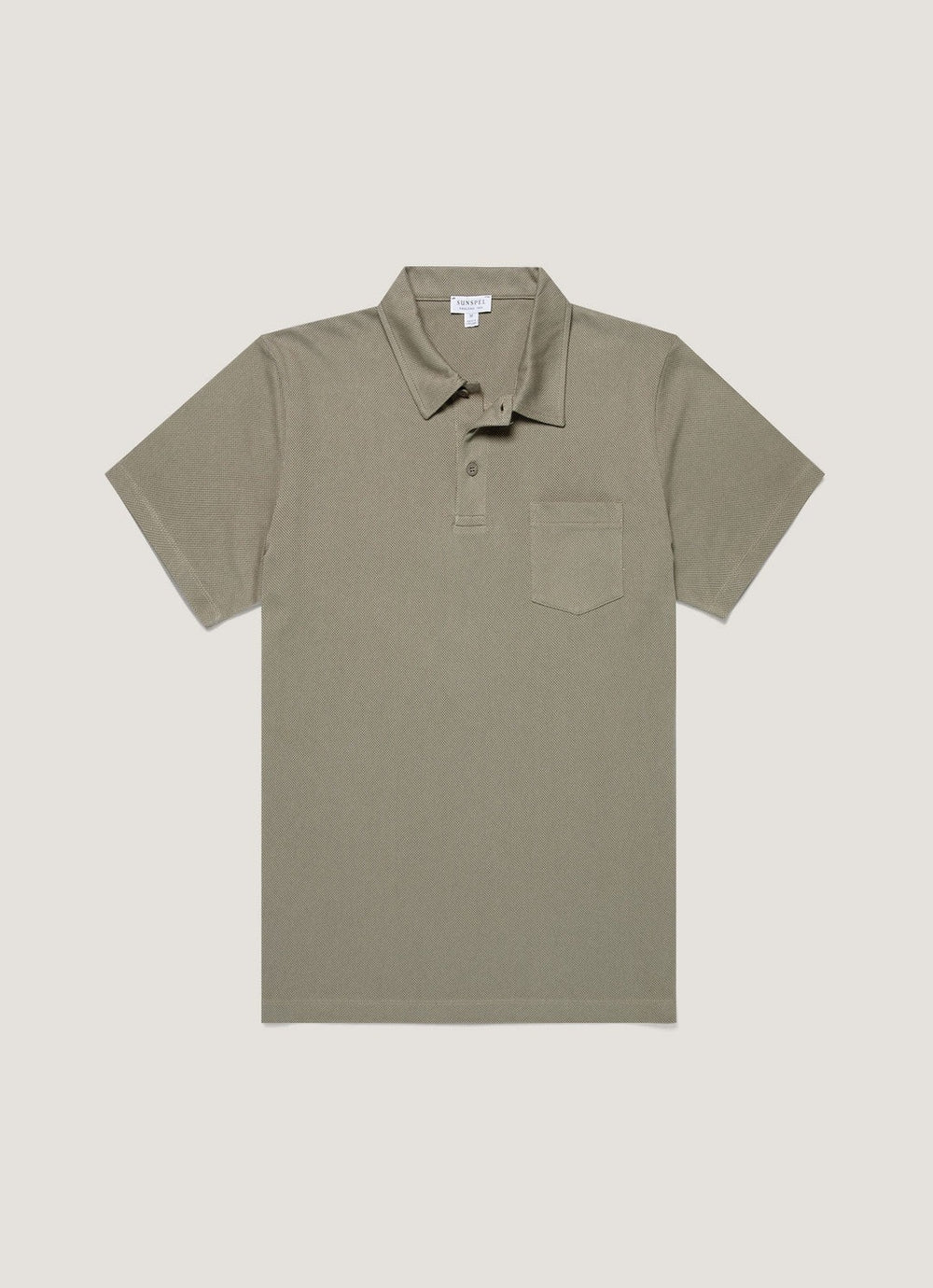 Sunspel Riviera Polo Shirt Fossil Grey