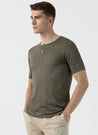 【Sunspel】Henley T-Shirt Khaki 橄欖綠頂級匹馬棉蔚藍海岸短袖亨利領