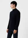 【Sunspel】Lambswool Roll Neck Sweater Dark Navy Mouline