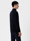 【Sunspel】Lambswool Roll Neck Sweater Dark Navy Mouline